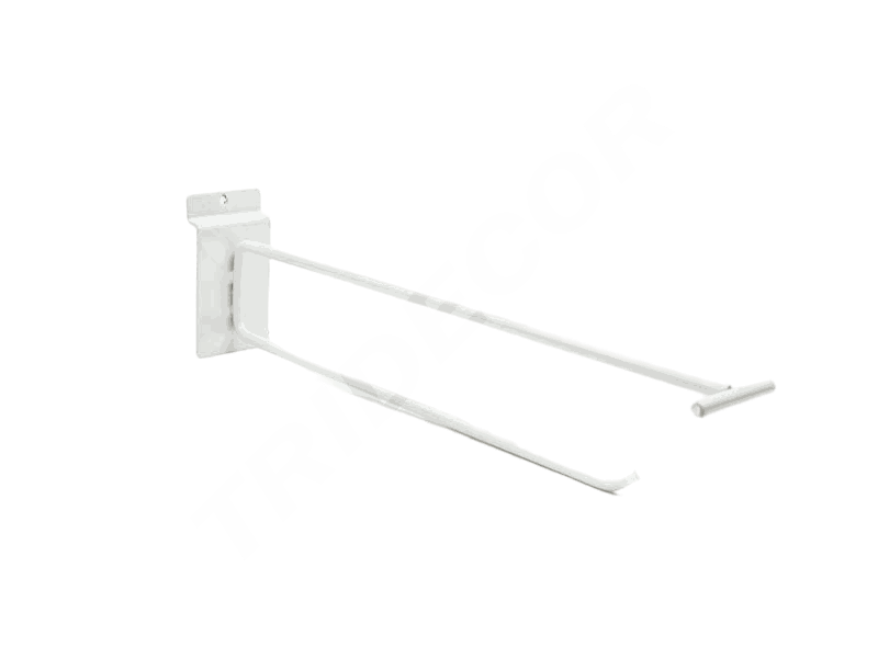 白色双线带价格牌细槽铝板钩 gancho doble blanco con porta precio para aluminio 35cm 6mm 100/caja