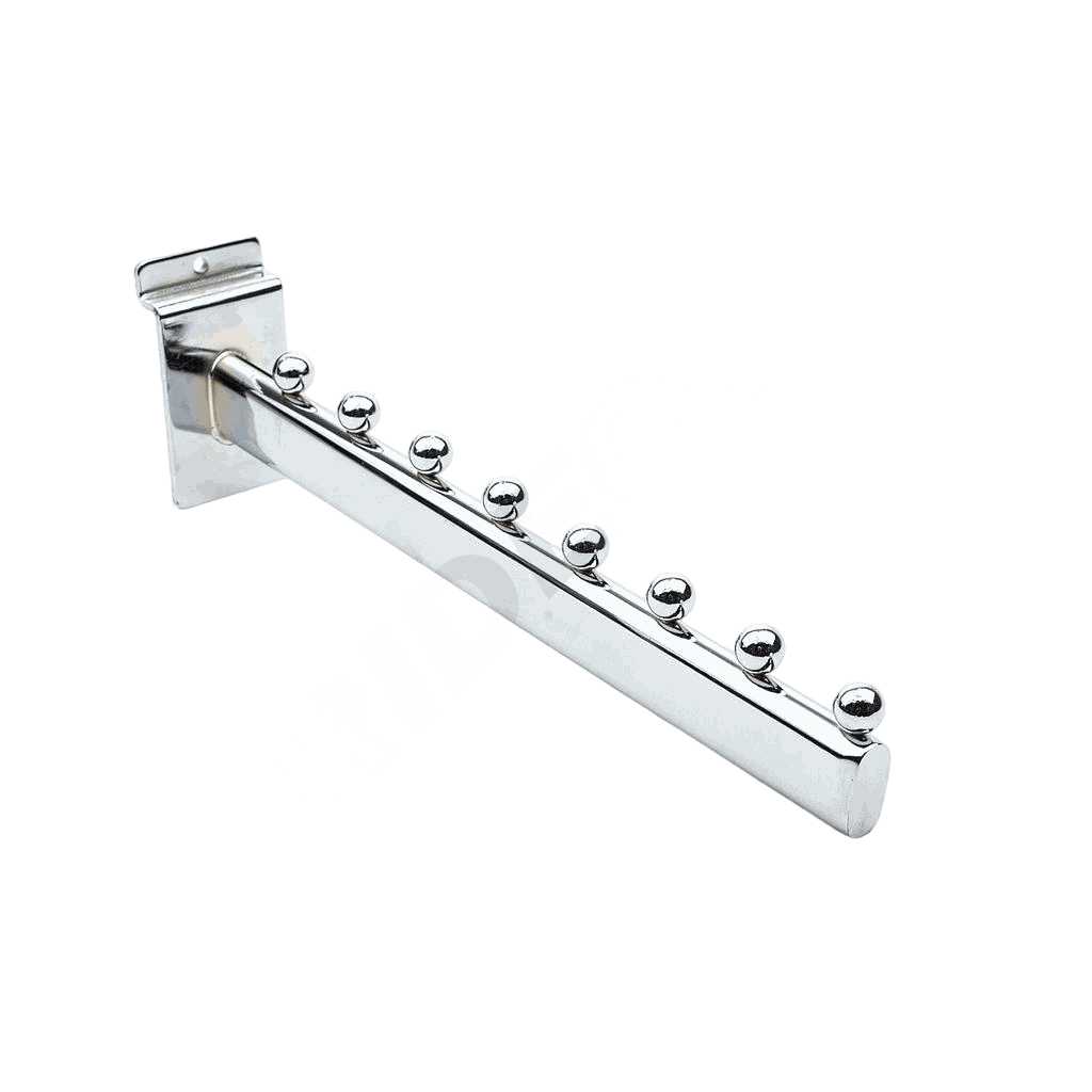 Geneigter Kleiderbügel mit 8 Kugeln für 40 cm Lamellenwand