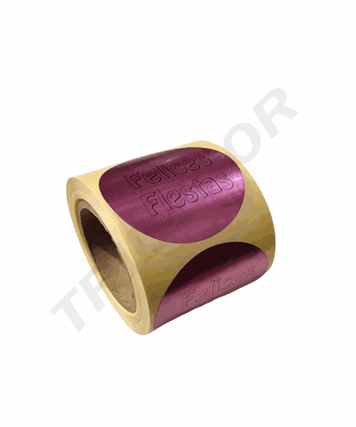 Autocollant Joyeuses Fêtes Grenat 4cm 500 Rouleaux