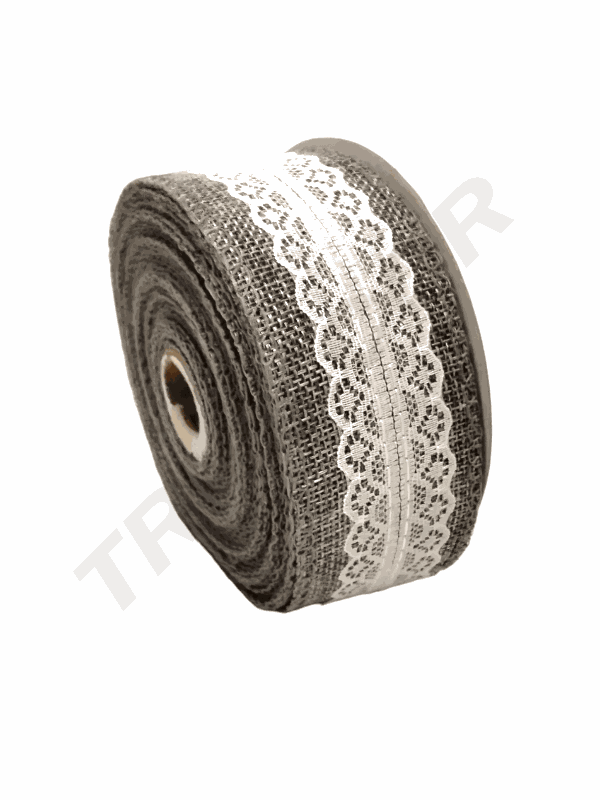Gray Sackcloth Ribbon and Lace 9m