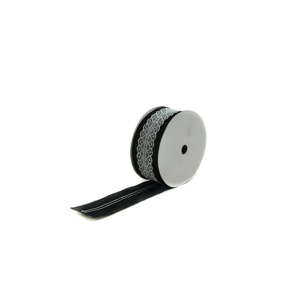 Black Sackcloth Ribbon with Lace 9m