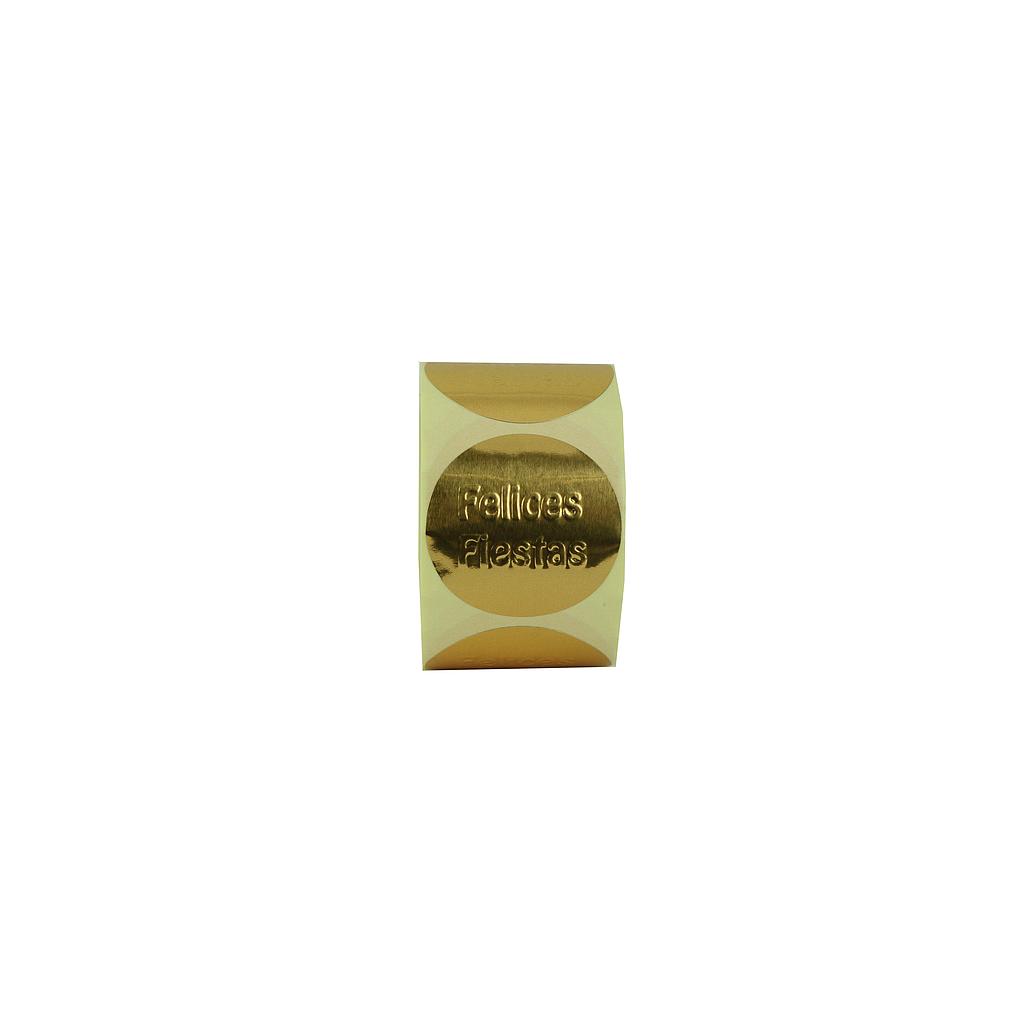 Autocolante Boas Festas Dourado 4cm 250 Rolos