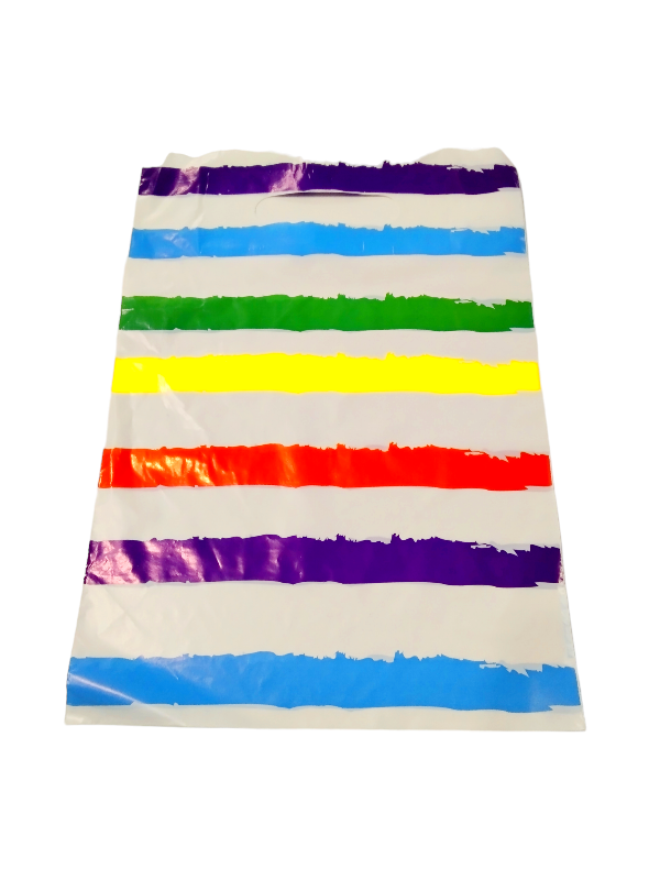 Plastic Bags with Die-Cut Handle 25X35cm Stripes 100 units