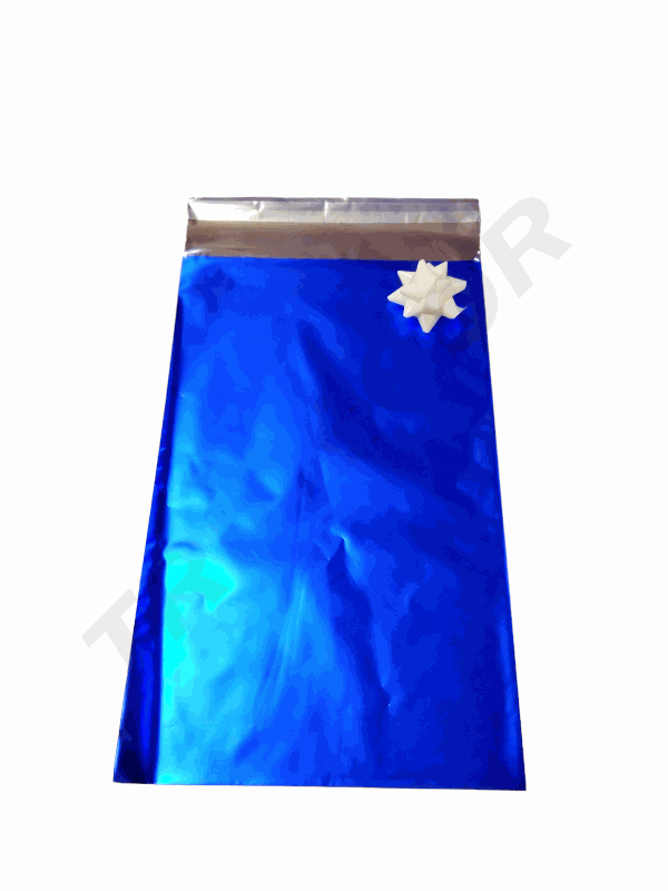 Buste metallizzate blu con adesivo, 25X40+6cm, 100 unità