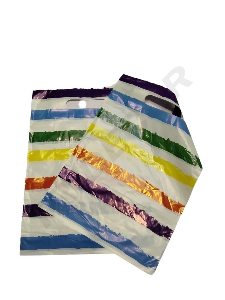 Plastic Bag Die-Cut Handle 25x35cm Rainbow 100 /Pq