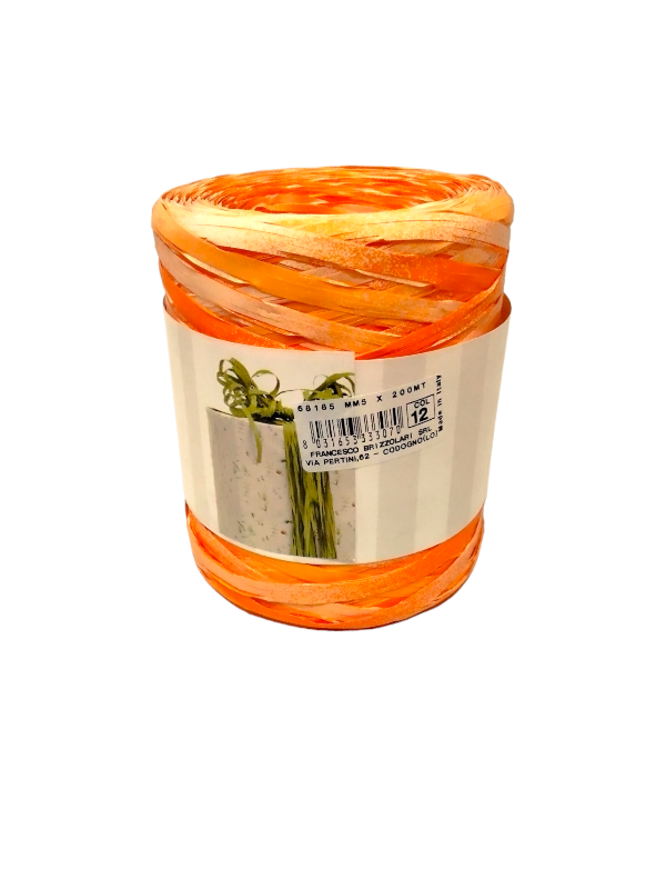 Orange Raffia Ribbon Roll 5mmx200m 6802 Col12