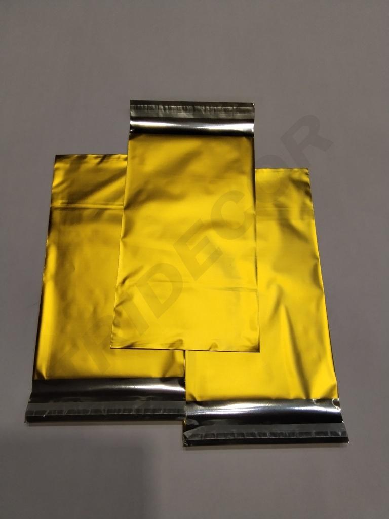 Envelopes Metálicos Dourados com Adesivo 15X25+4cm 100 unidades/Pack