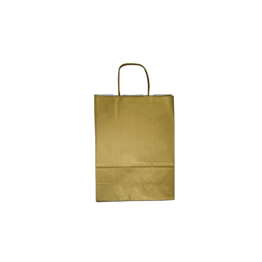 Bolsa De Papel De Celulosa Con Asa Arrugada De Color Oro 45X49X15Cm 25 Unidades