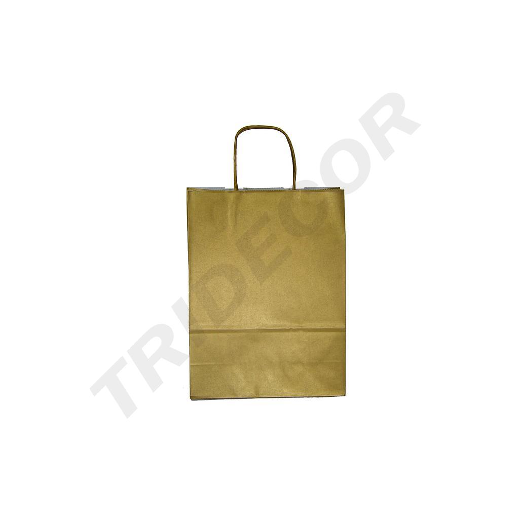 Saco de Papel de Celulose com Alça Enrugada Cor de Ouro 45X49X15CM 25 Unidades