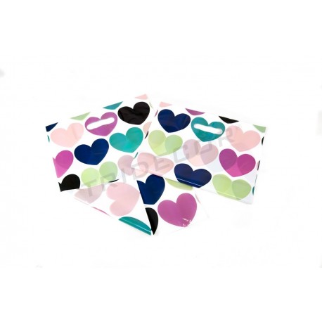 Plastic Bag with Die-Cut Handle 35X45 cm Hearts 100 Units