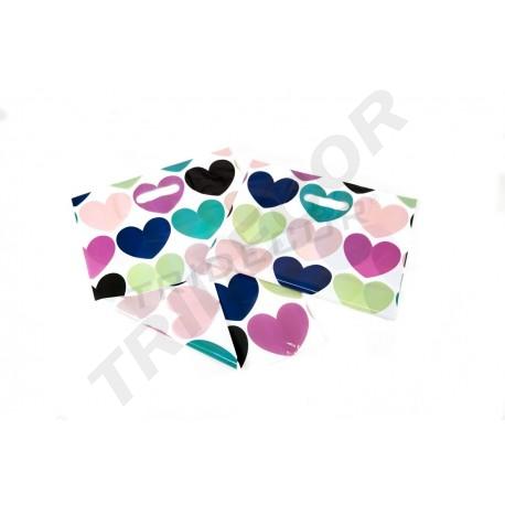 Plastic Bag with Die-Cut Handle 35X45 cm Hearts 100 Units