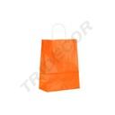 Sac de hârtie de celuloză cu mâner ondulat portocaliu 24X32+10 cm