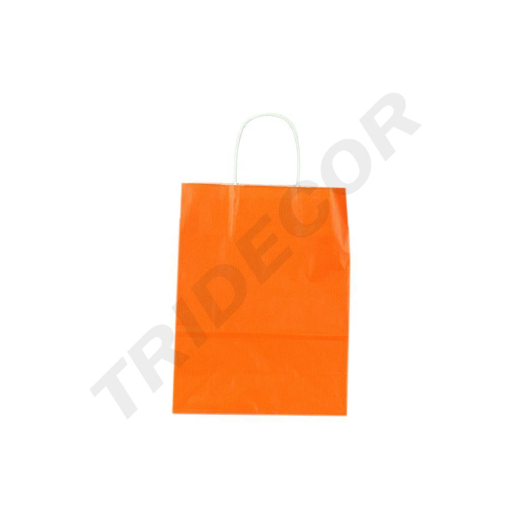 Bolsa de papel celulosa con asa rizada, color naranja, 45X15X49 cm - 25 unidades