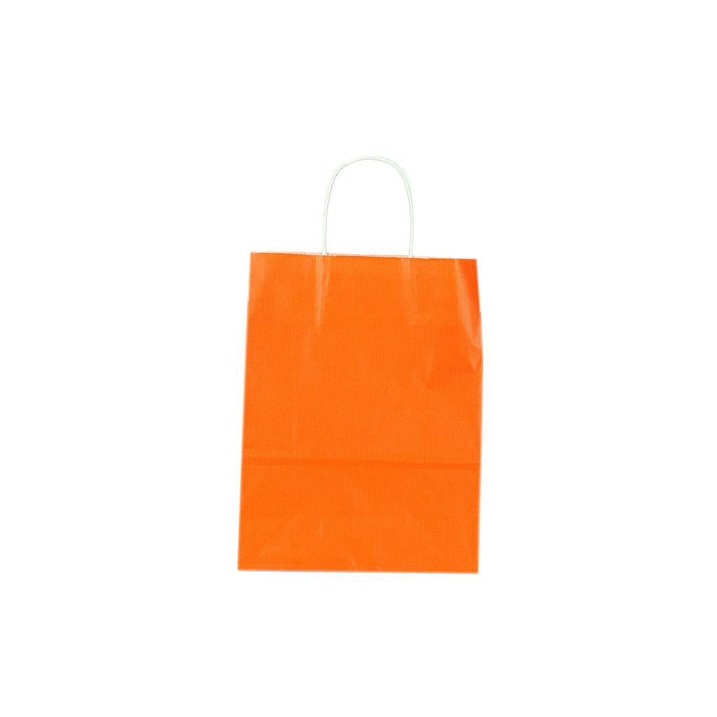 Cellulose paper bag with curly handle, orange color, 45X15X49 cm - 25 units