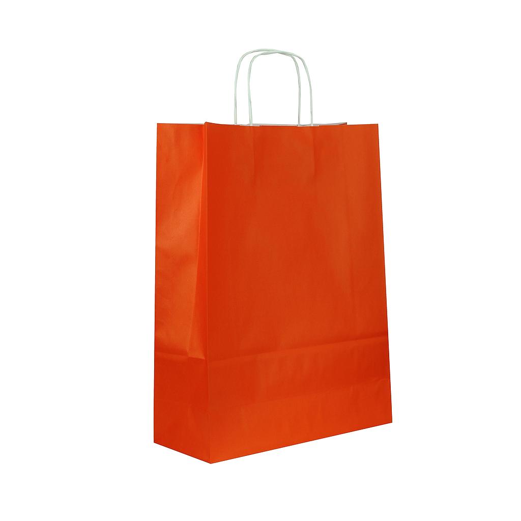 Bolsa De Papel De Celulosa Con Asa Rizada Naranja 41X32X12 Cm 25 Unidades