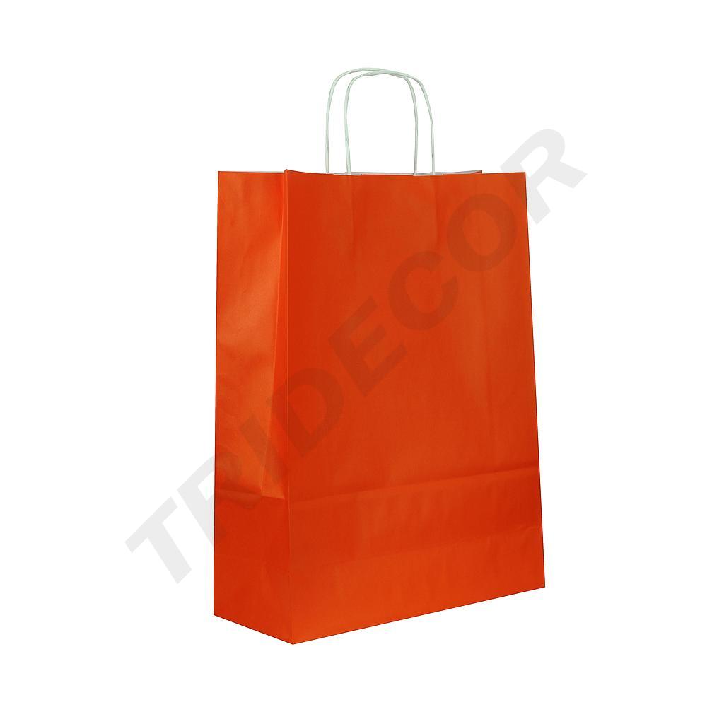 Cellulose paper bag with orange curly handle 41X32X12 CM 25 units