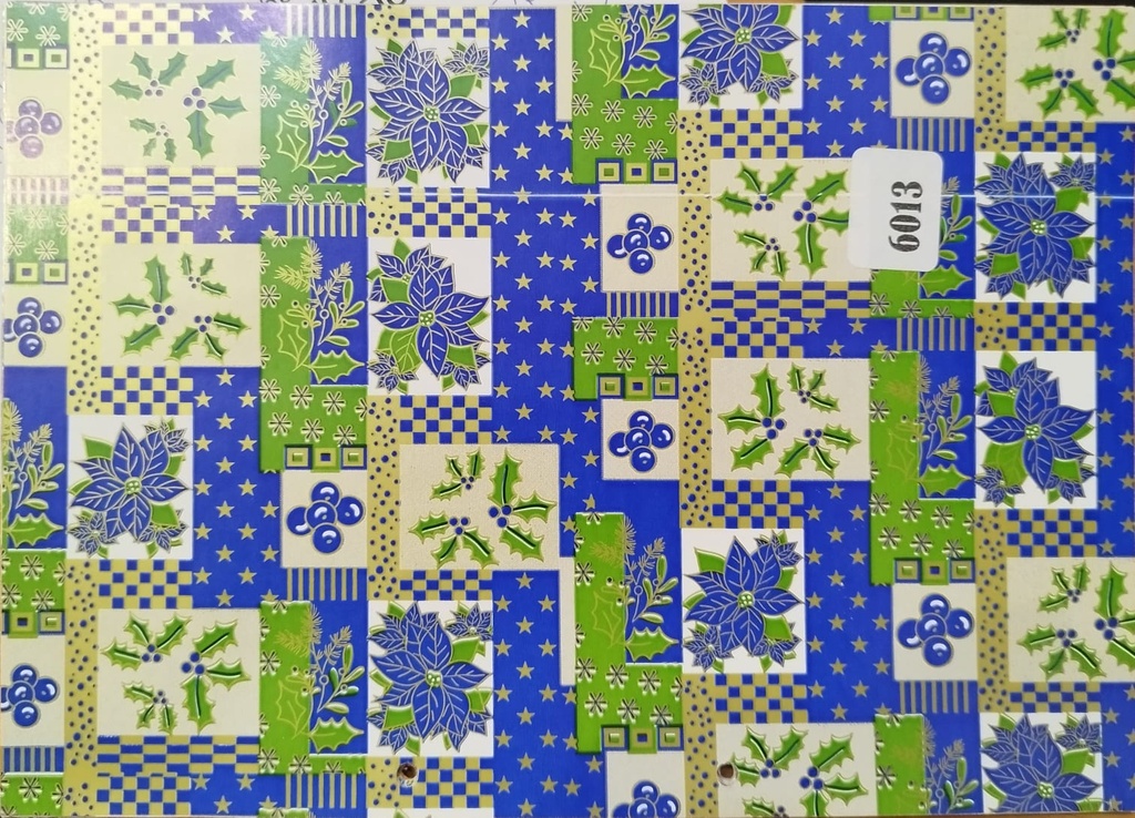 Papel de regalo Estampado Navidad Tonos Azules Y Verdes 62 cm