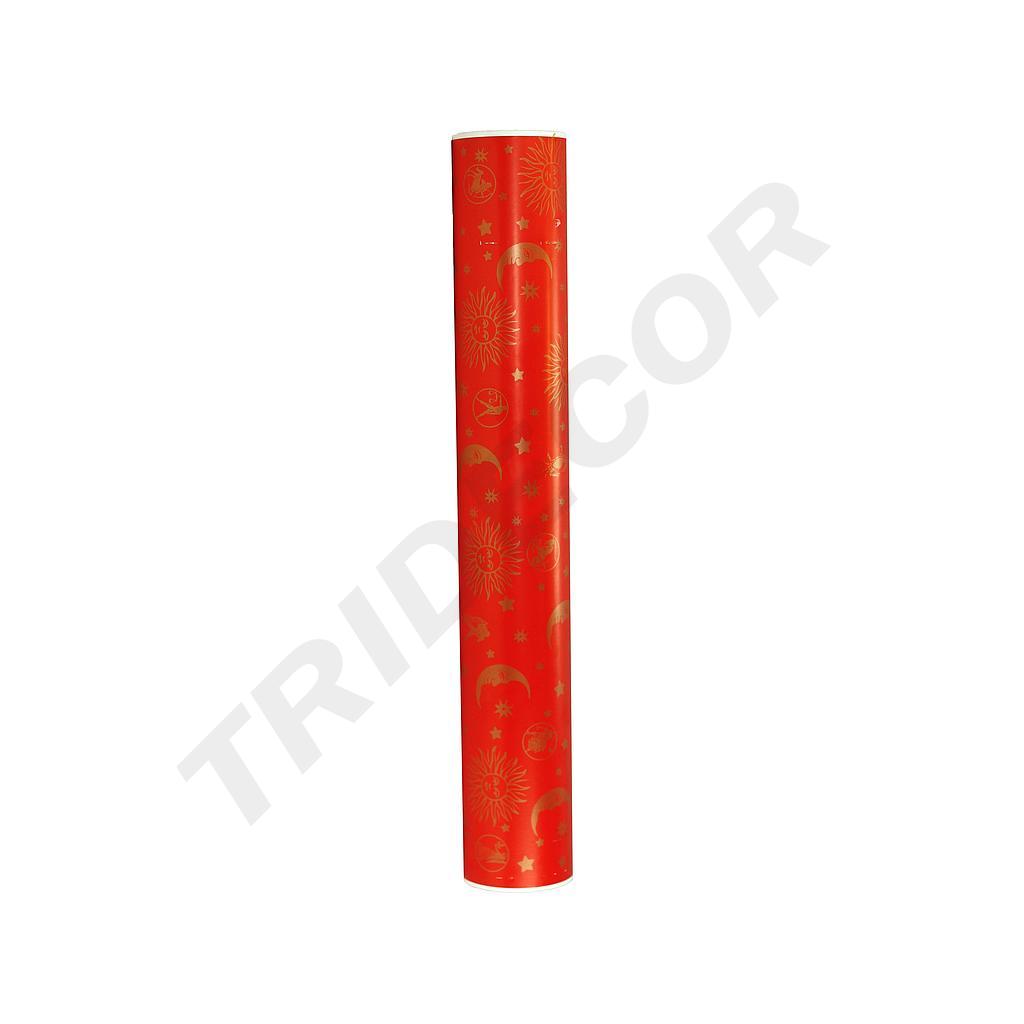 Hârtie de cadou roșie cu detalii aurii 62cm