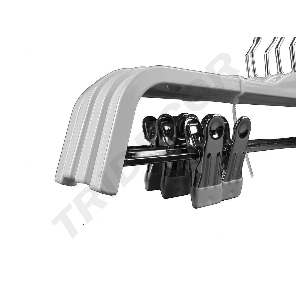 White Wooden Hanger with Clips 37.5cm 5 units