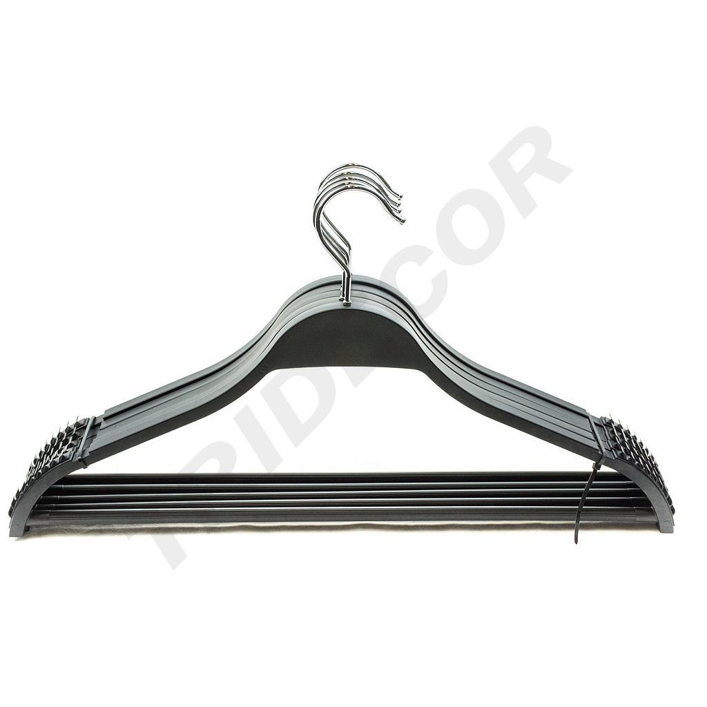 Umeraș din plastic cu bară neagră 43cm 5 unități