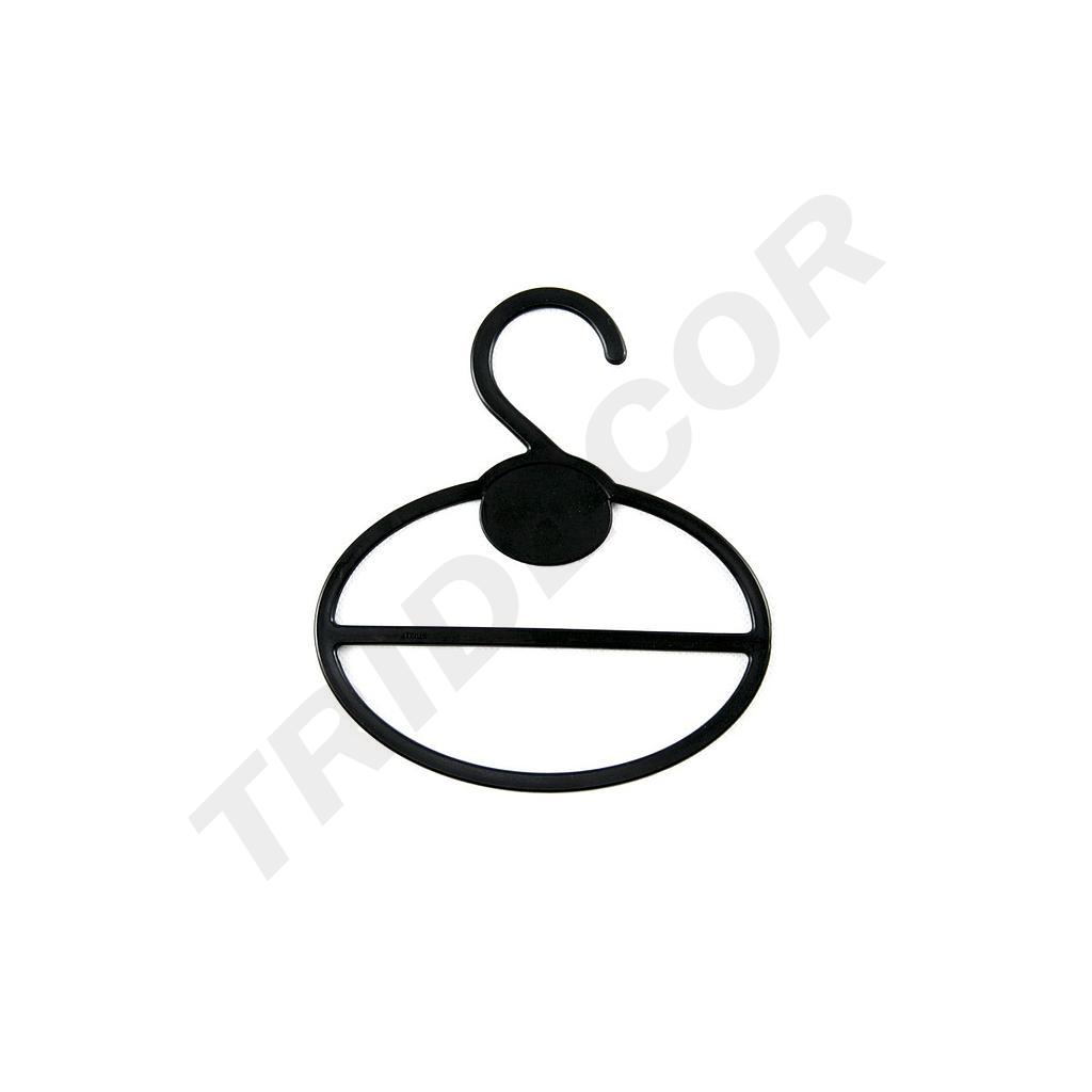 Cabide de Plástico Oval para Lenços, Cor Preto, 10 unidades