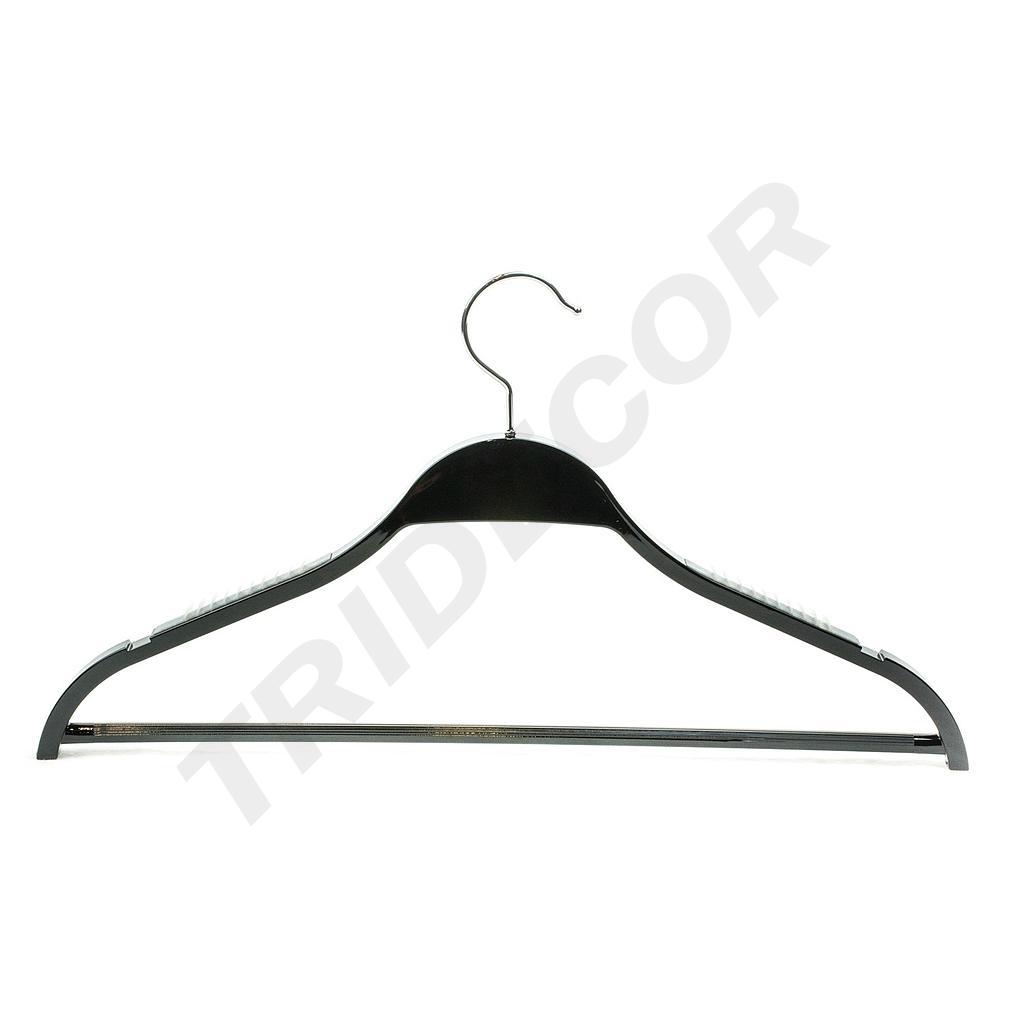 胶合木带横杆黑色衣架Percha de Madera Negro brillo con barra 44.5cm