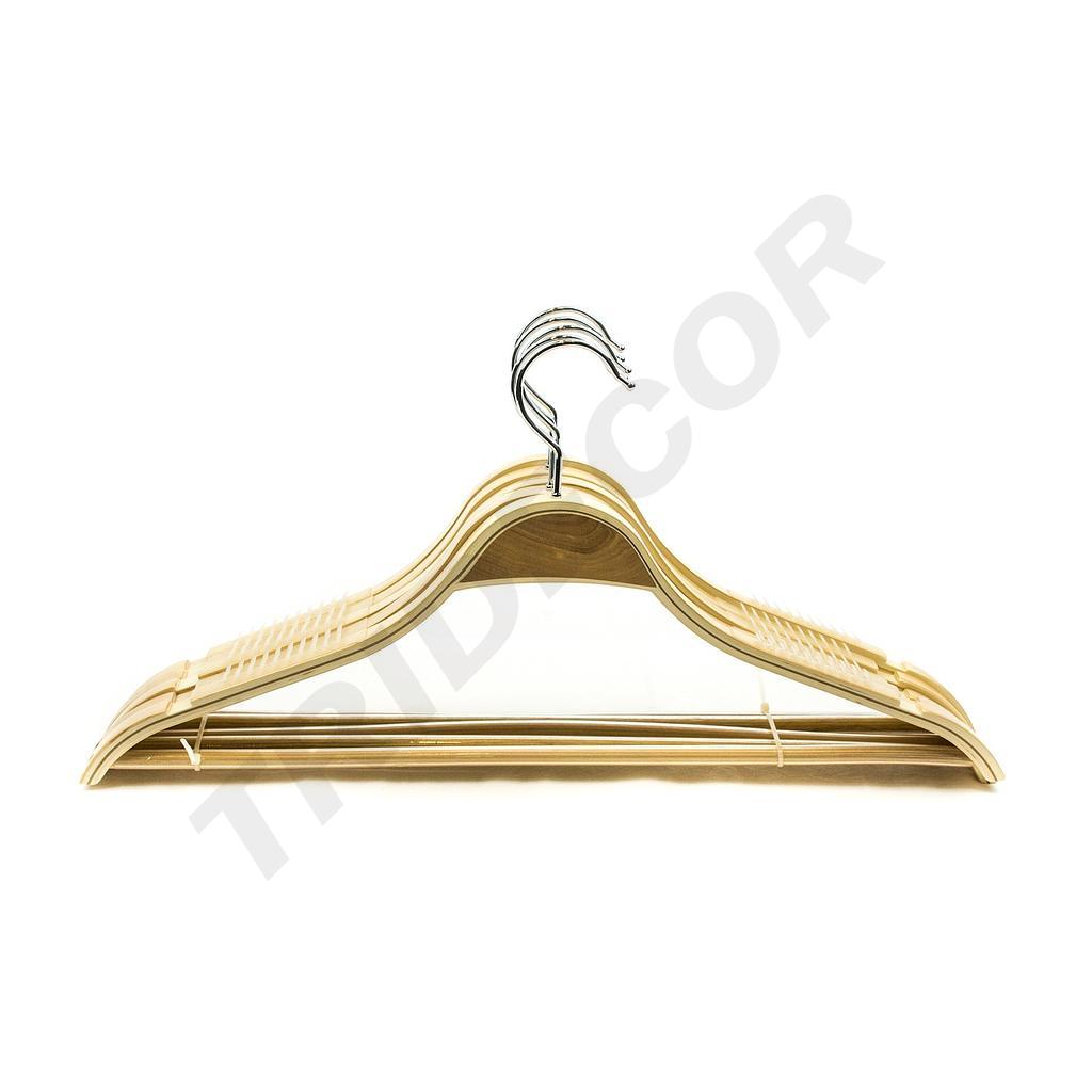 Plywood hanger with bar and non-slip silicone 45cm 5 units