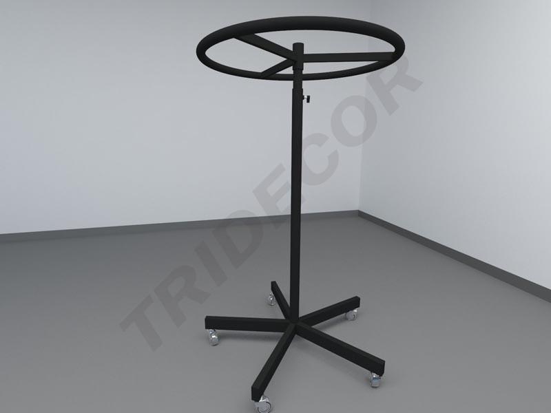 Round Coat Rack with Wheels Black Height 115-188cm Diameter 81cm
