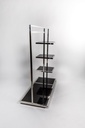 Steel Coat Rack Black Glass Side Shelves 136X120X50cm