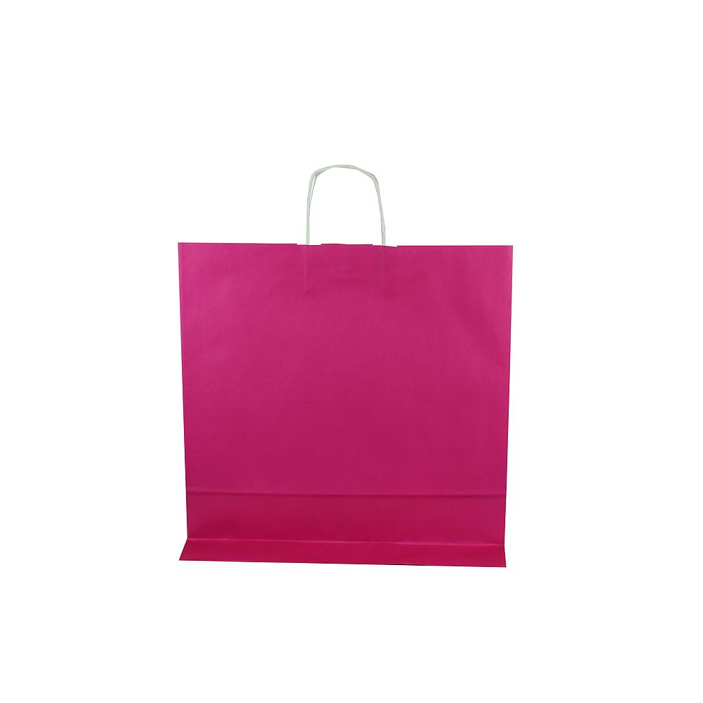 Bolsa De Papel De Celulosa Con Asa Rizada Fucsia 49X44X15 Cm 