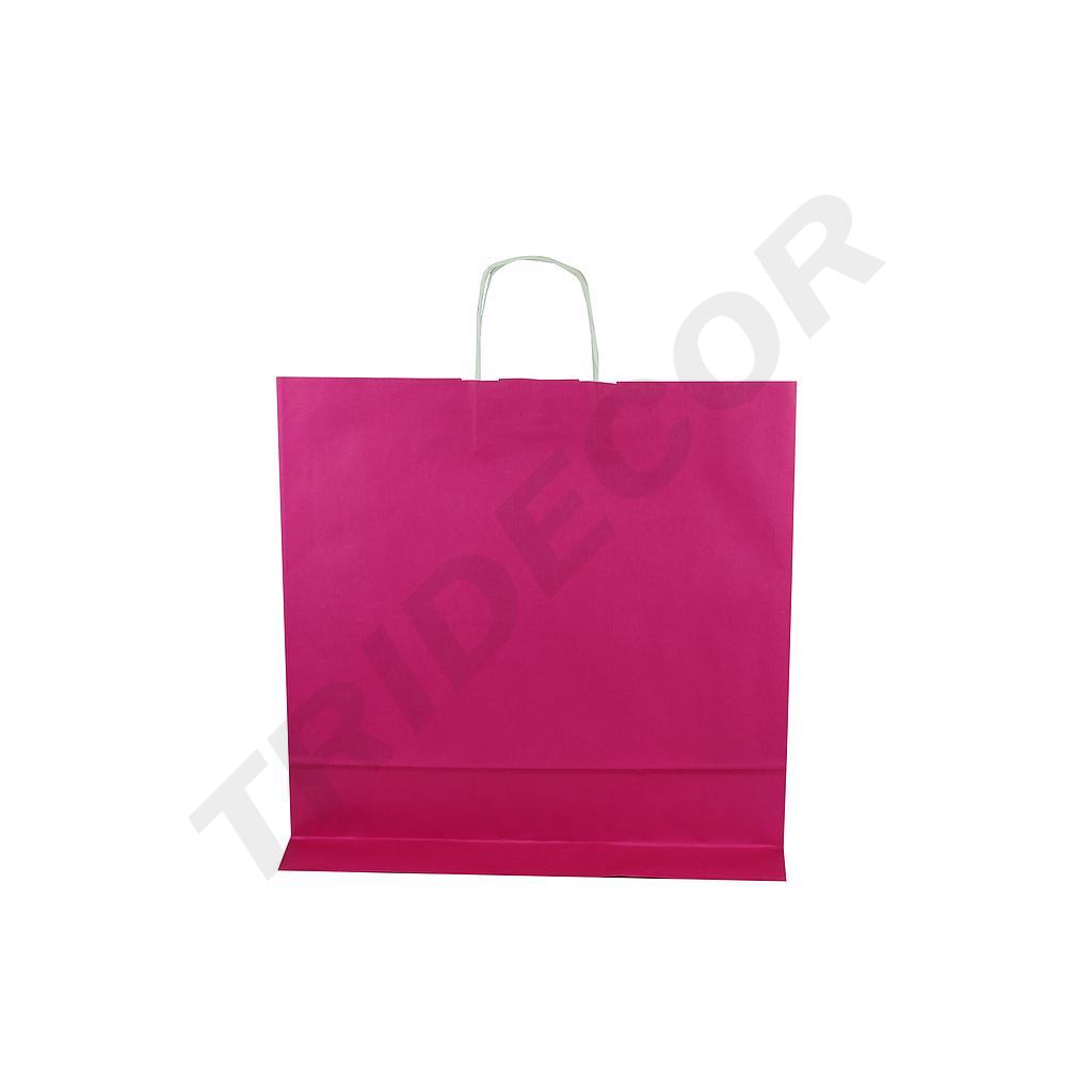 Sac de hârtie de celuloză cu mâner ondulat fucsia 49X44X15 CM 25 de unități