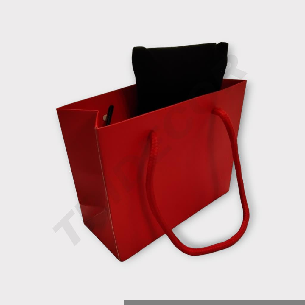 Cotton Handle Bags 14X6X11cm Matte Red 12 units