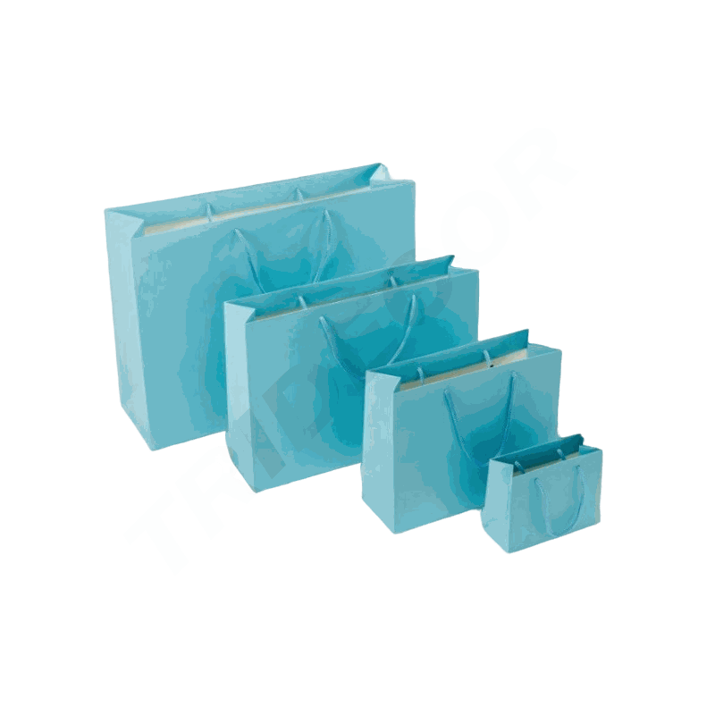 Bolsa de Papel de Lujo Color Azul Celeste Mate 12Und/Pack 14pq/caja