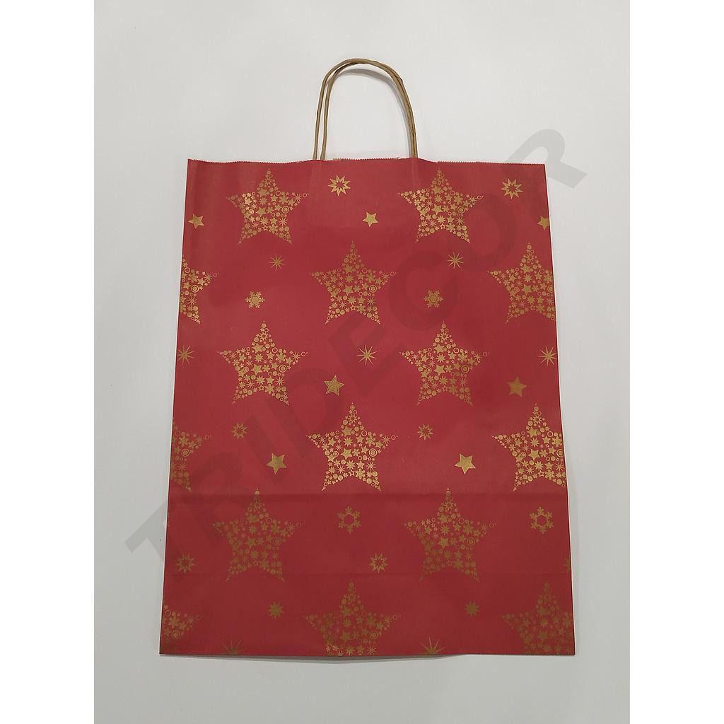 Bolsas Kraft Rojo De Navidad 32X41+13 Cm