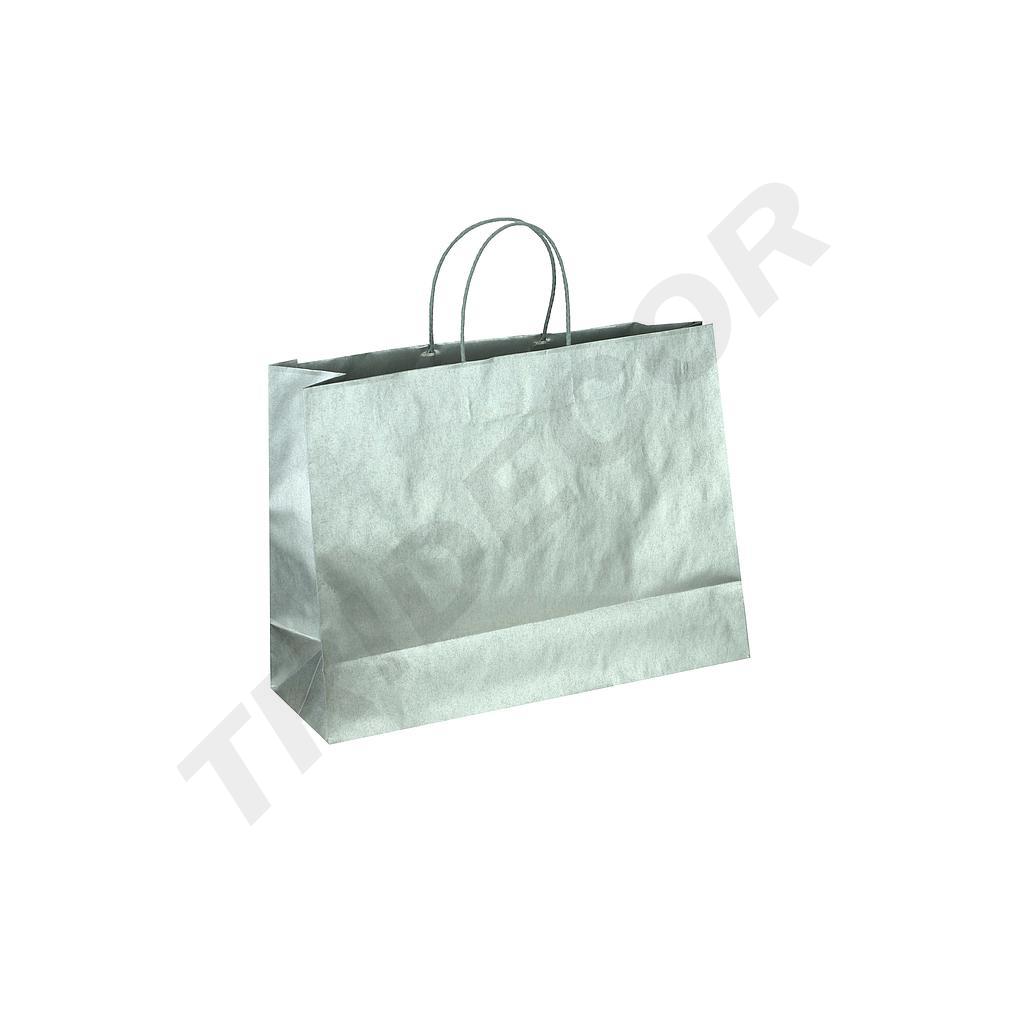 Borsa in carta Kraft con manico a corda argentata 54x16x43 cm 25 unità