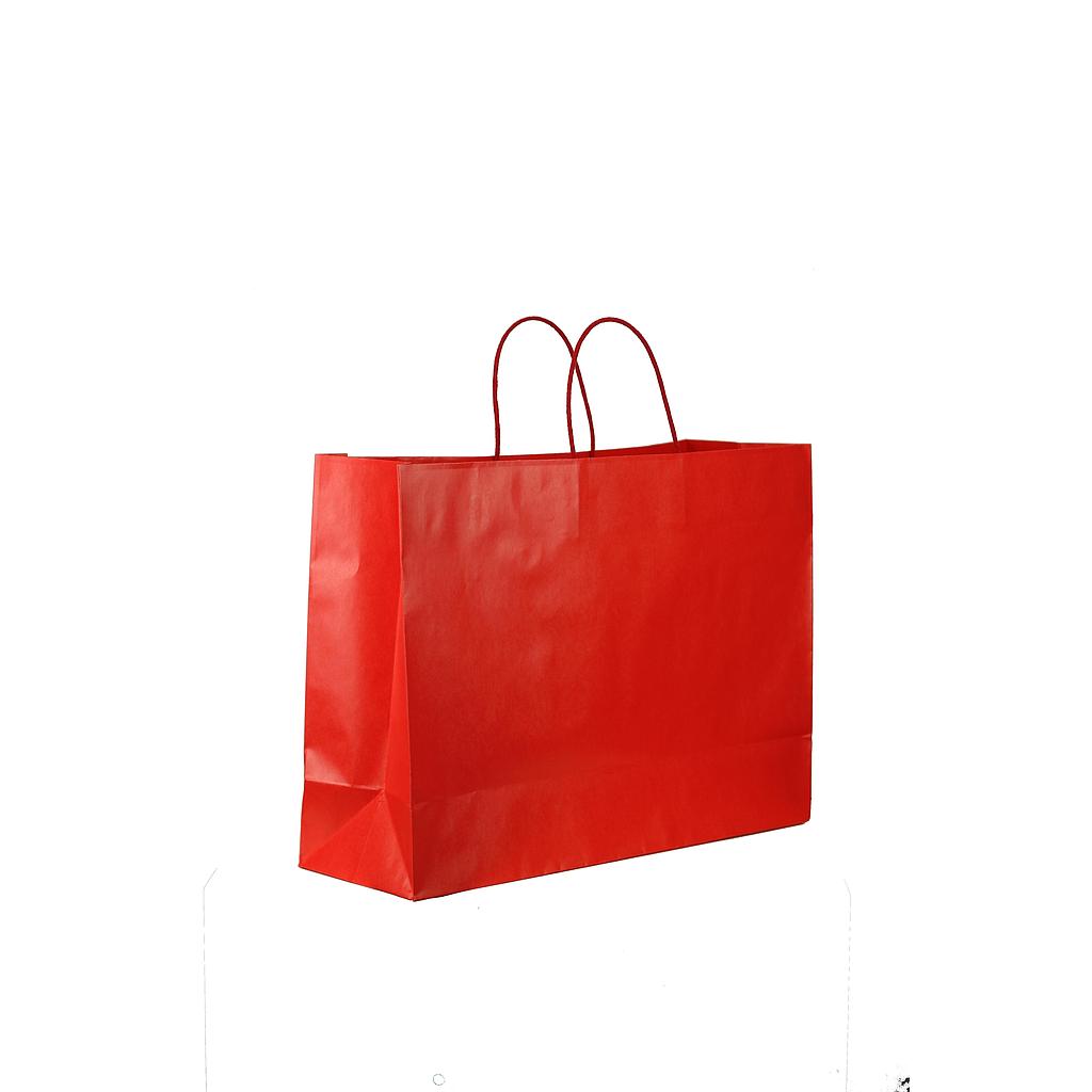 Borsa di carta resistente con manico a coulisse, colore rosso, 35X13X30 cm