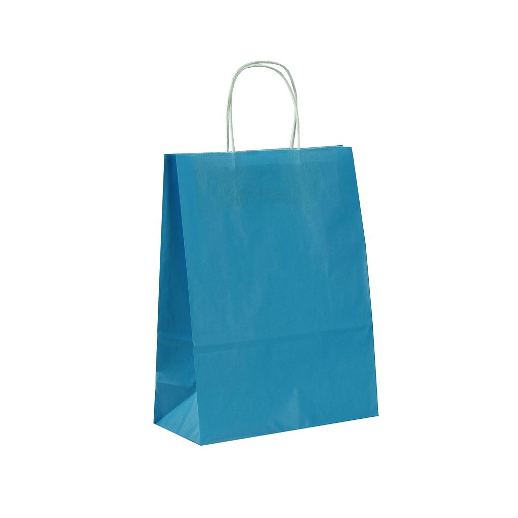 Bolsa De Papel Kraft Azul Claro Con Asa Retorcida 32X40X12 25 Unidades