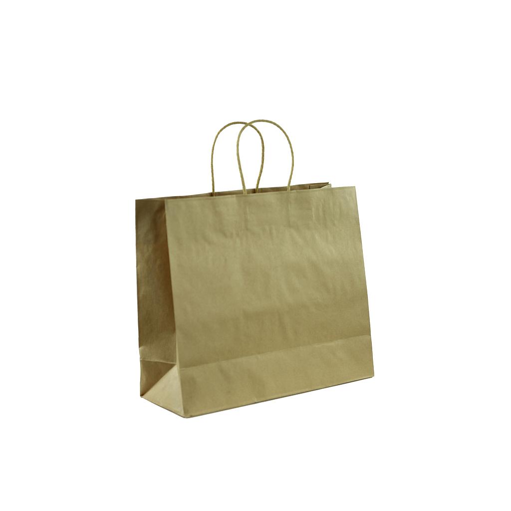 Havanna-farbene Kraftpapiertasche mit Baumwollschnurgriff 35X13X30 CM - 25 Einheiten