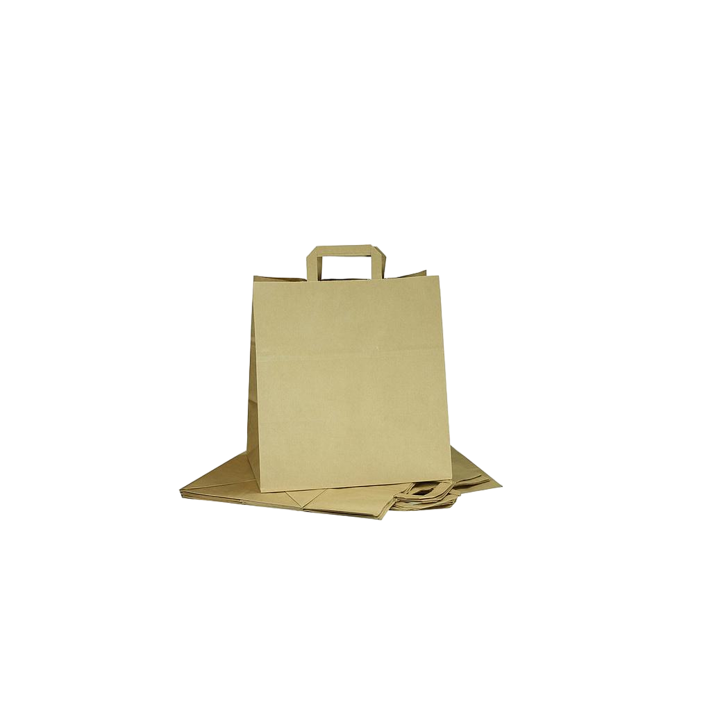 Paper bag with flat handle in Havana color 34x22x32 25 units