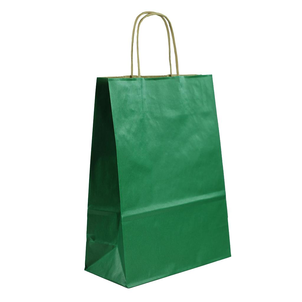 Sacs en papier vert foncé 27+12x37cm 25/paquet