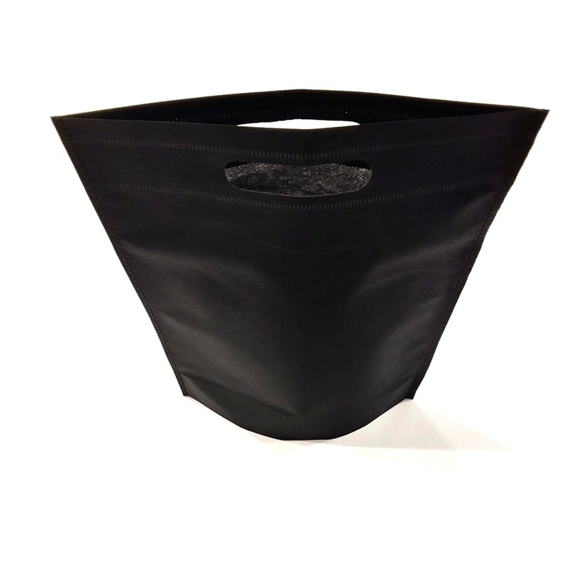 Black Non-Woven Bag 70G Vertical with Die-Cut Handle and Base Gusset 25X35+10cm 25units/Pack