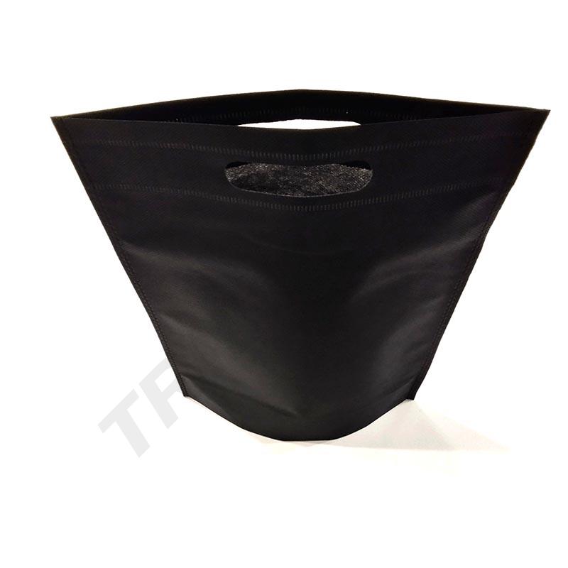 Borsa Non Tessuta Nera 70G Verticale con Manico Ritagliato e Gusset di Base 25X35+10cm 25unità/confezione