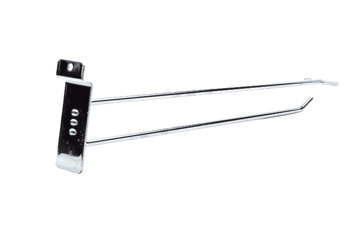 双线电镀带价格牌槽板钩 35cm Gancho Doble Línea Con El Portaprecio para Sistema de lama35cm100/caja