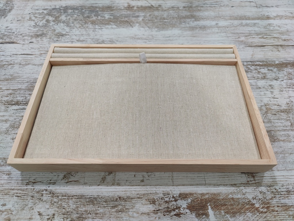 Wood and Linen Jewelry Tray