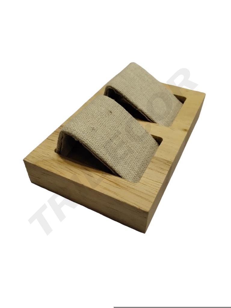 Exposição para 2 Brincos de Madeira e Linho