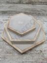 Conjunto de bandeja hexagonal de madeira e linho de 3 S/M/L