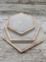 Hexagonal Wood and Linen Tray Set of 3 S/M/L