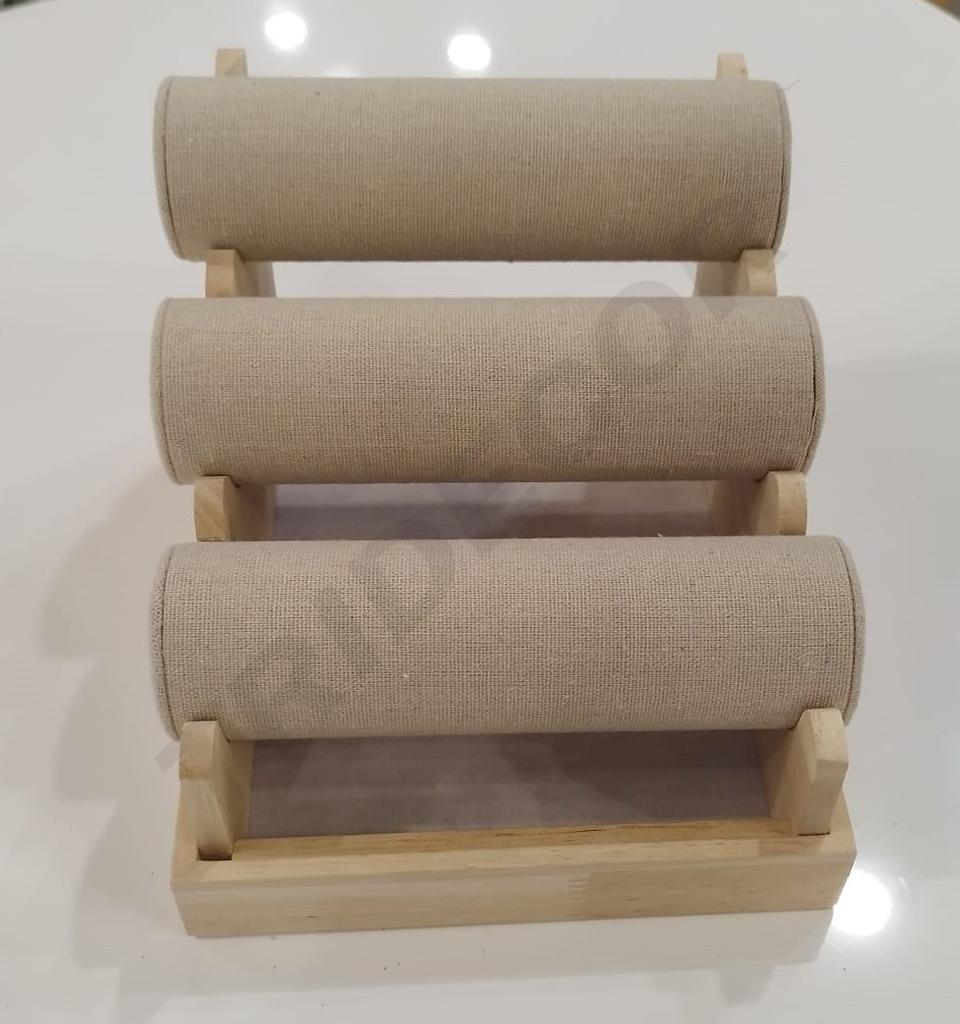 Expositor De 3 Palos Para Pulsera Y Reloj Madera Y Lino