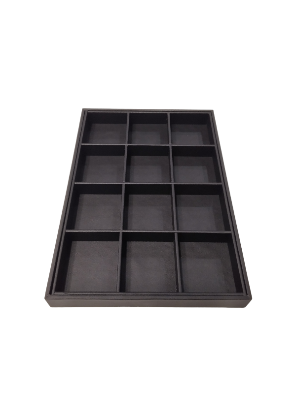 Black Leatherette Jewelry Tray 12 Compartments