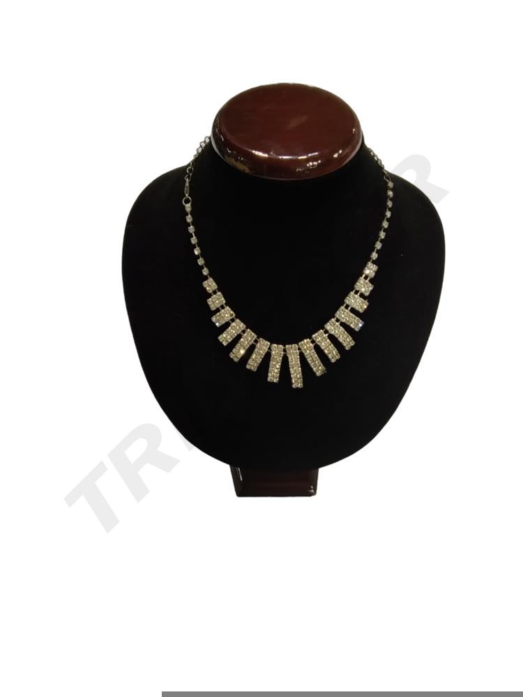 Expositor Collares Mediano En Terciopelo Y Madera 30 Cm